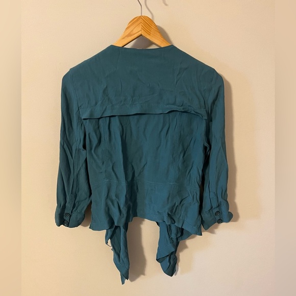 Anthropologie Elevenses Eldora Draped Blazer in Teal Medium - Picture 8 of 8